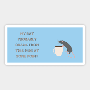 Rat drinking from mug blue Sticker